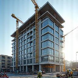 Modern Manchester commercial office block during construction
